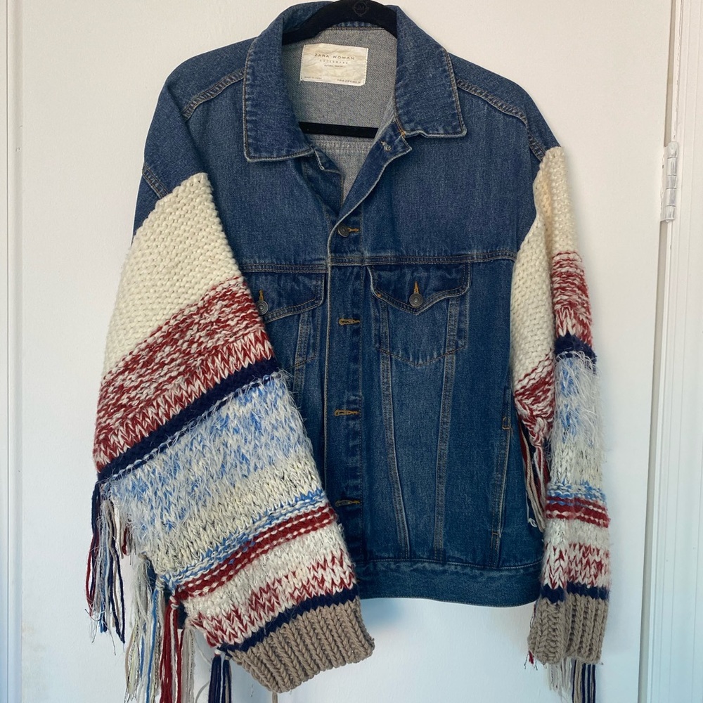 Oversized Denim Jacket w/ Sweater sleeves